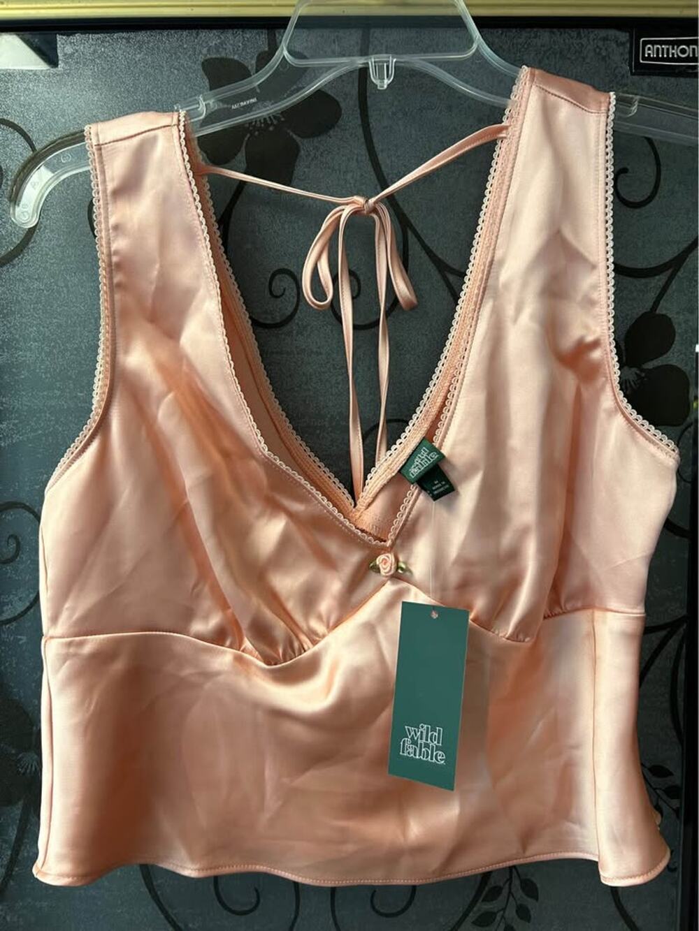 Wild Fable Peach Satin Lace Trim Camisole Top - Size Medium
